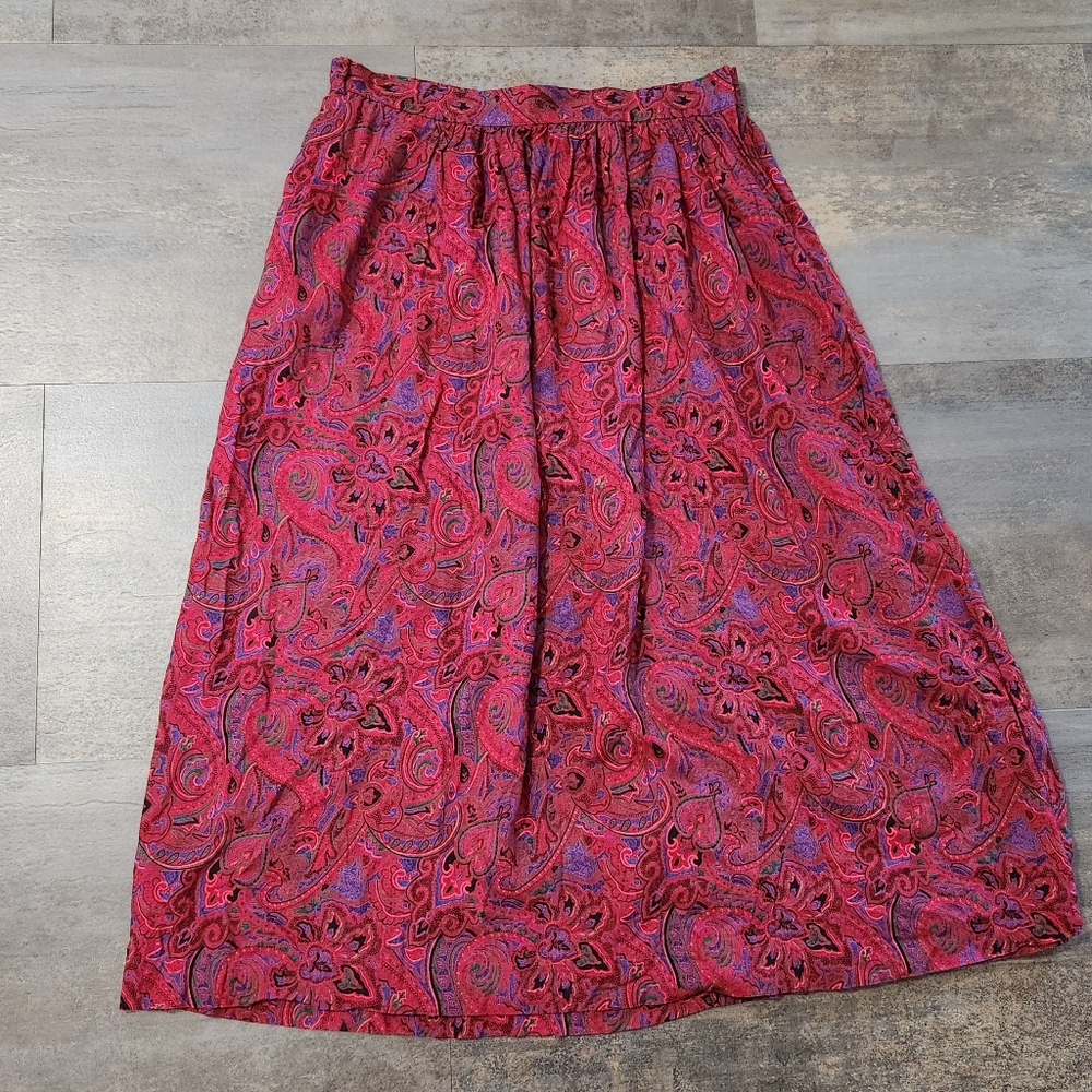 Vintage Pliers Red Paisley Skirt Size 14
